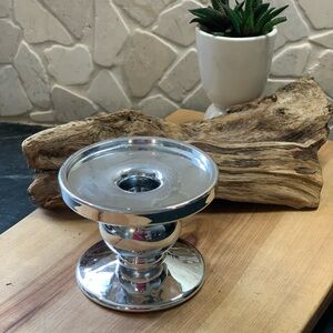 ESTELLE | Glass With Silver Metal Finish Candle Holder